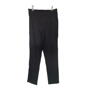 Women’s Black Pinstripes Pants - Stretch Elastic Waist - Skinny Leg